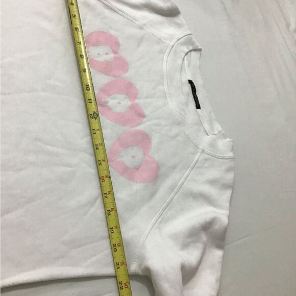 Wildfox White Oversized Cropped Raw Hem Sweatshirt New Size XS - Picture 8 of 10